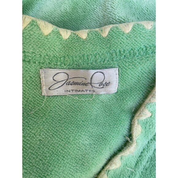 Sleeveless Green Terry Cloth Robe Beach Starfish Large Embroidery Front Zip & Po - Picture 5 of 9